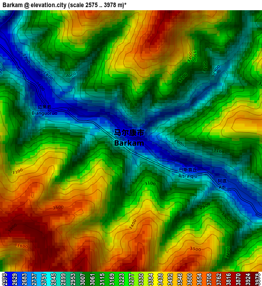 Barkam elevation map