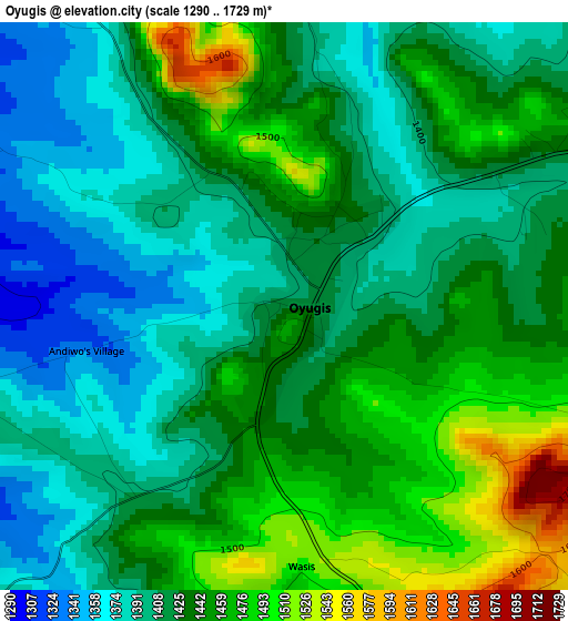 Oyugis elevation map