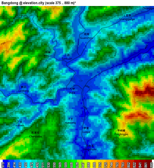 Bangdong elevation map