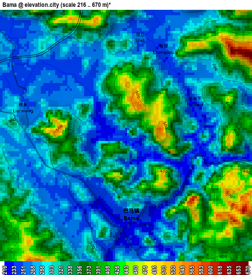 Bama elevation map