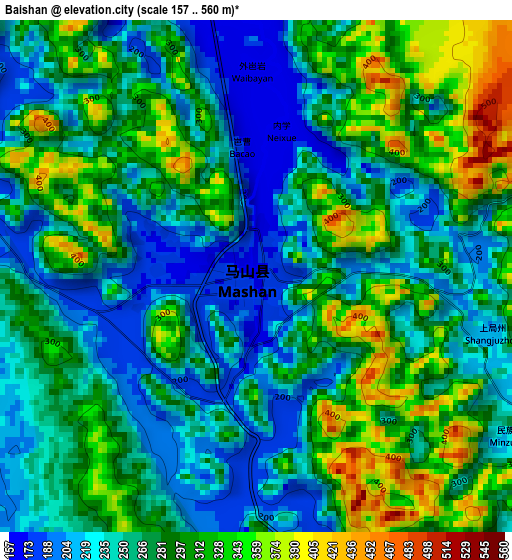 Baishan elevation map