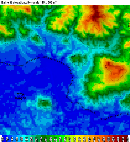 Baihe elevation map