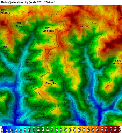 Bada elevation map