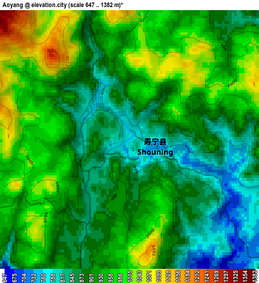 Aoyang elevation map