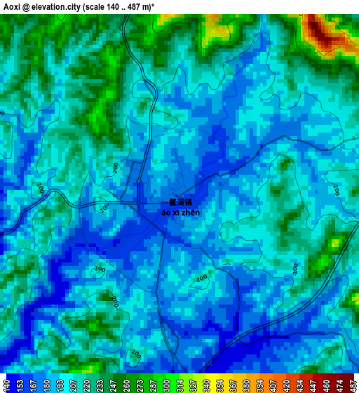 Aoxi elevation map