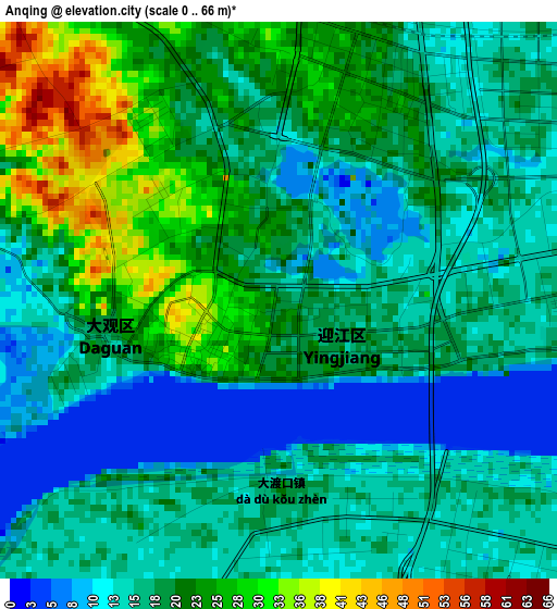 Anqing elevation map