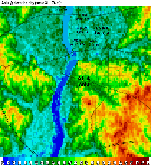 Anlu elevation map