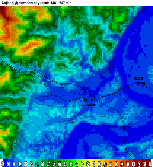 Anjiang elevation map