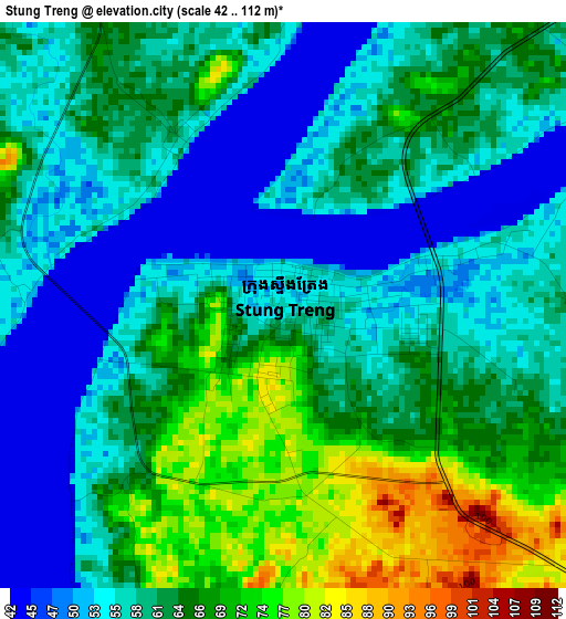 Stung Treng elevation map