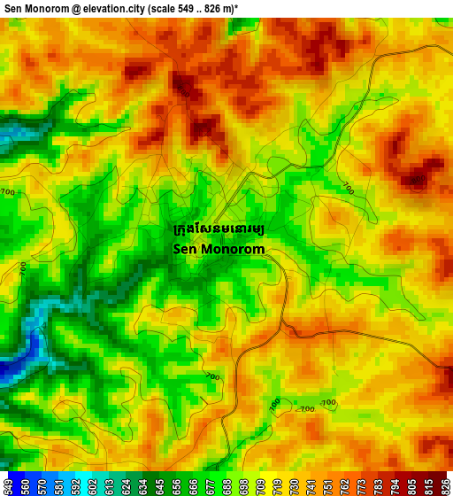 Sen Monorom elevation map