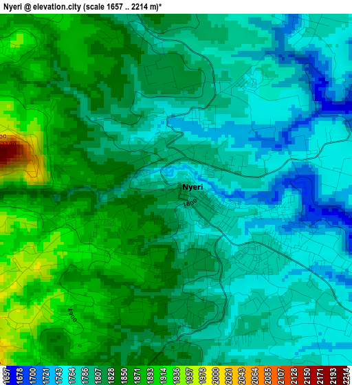 Nyeri elevation map