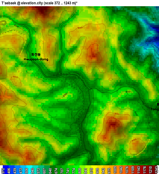 T’aebaek elevation map