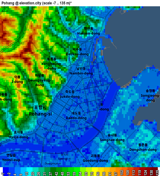 Pohang elevation map