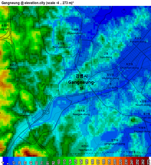 Gangneung elevation map