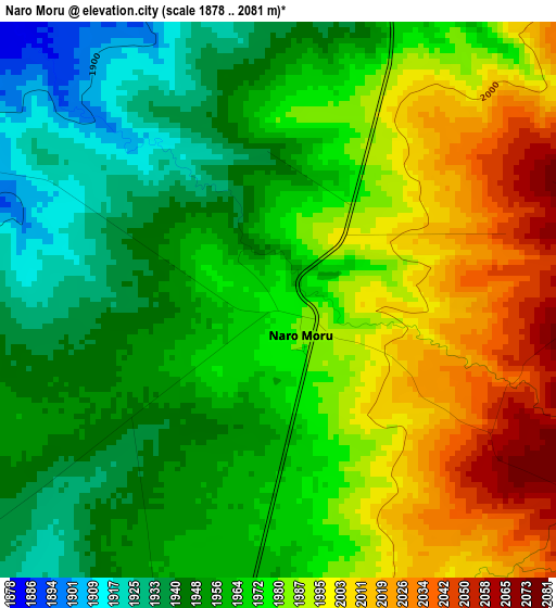 Naro Moru elevation map