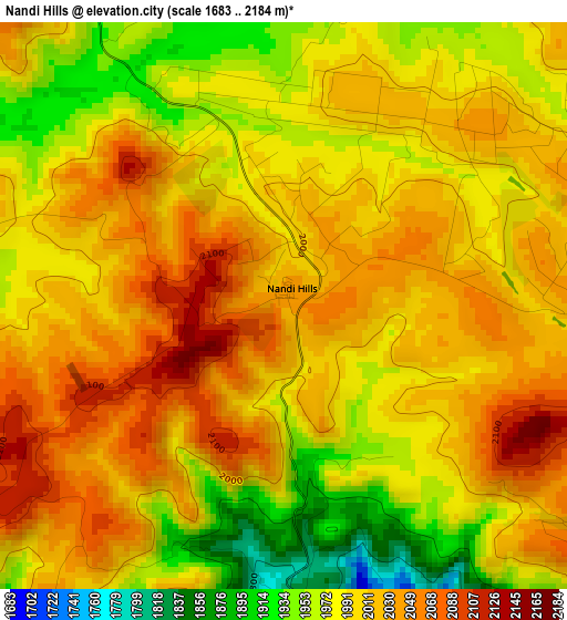 Nandi Hills elevation map