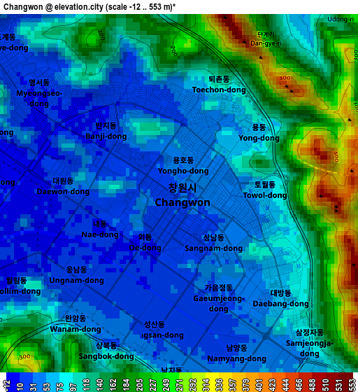 Changwon elevation map