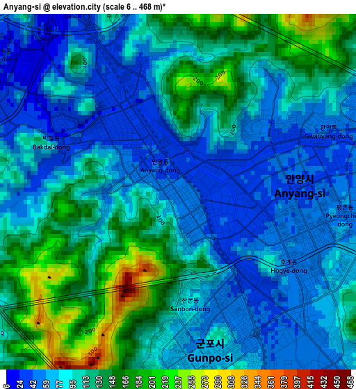 Anyang-si elevation map