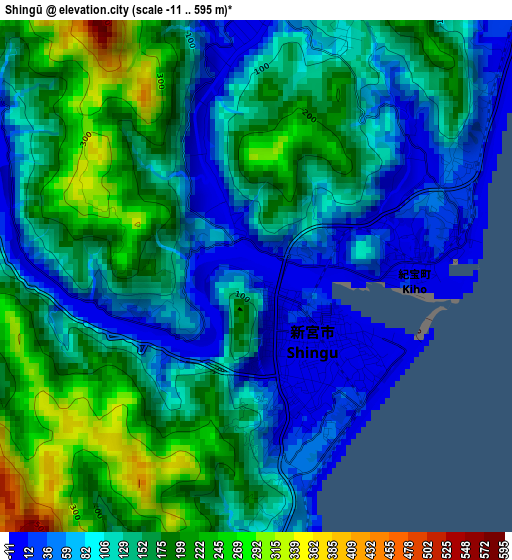 Shingū elevation map