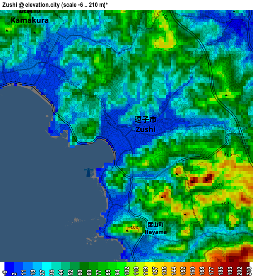 Zushi elevation map