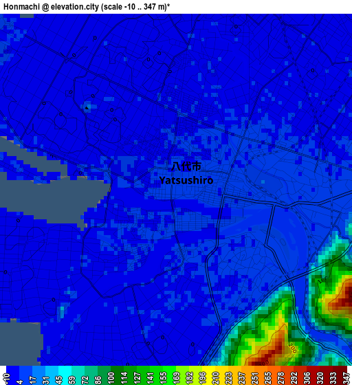 Honmachi elevation map
