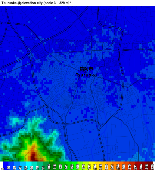 Tsuruoka elevation map