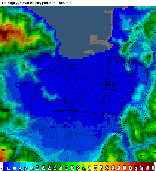 Tsuruga elevation map