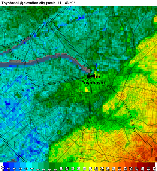 Toyohashi elevation map