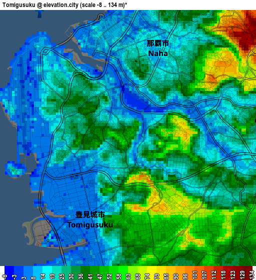 Tomigusuku elevation map