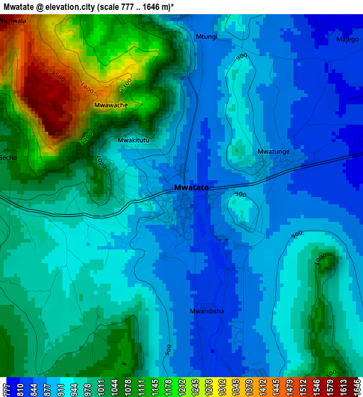 Mwatate elevation map