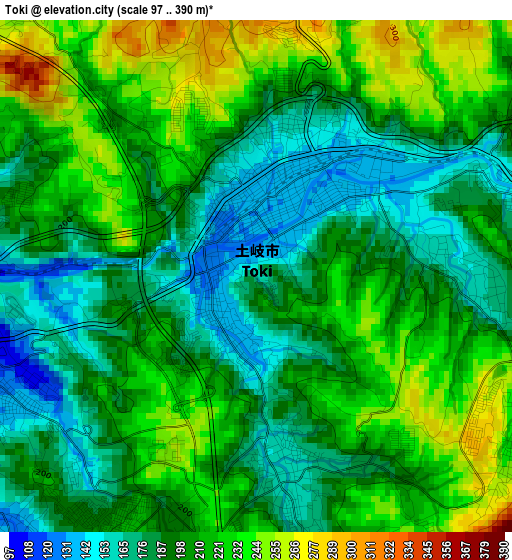 Toki elevation map
