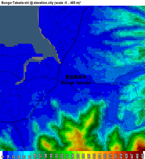 Bungo-Takada-shi elevation map