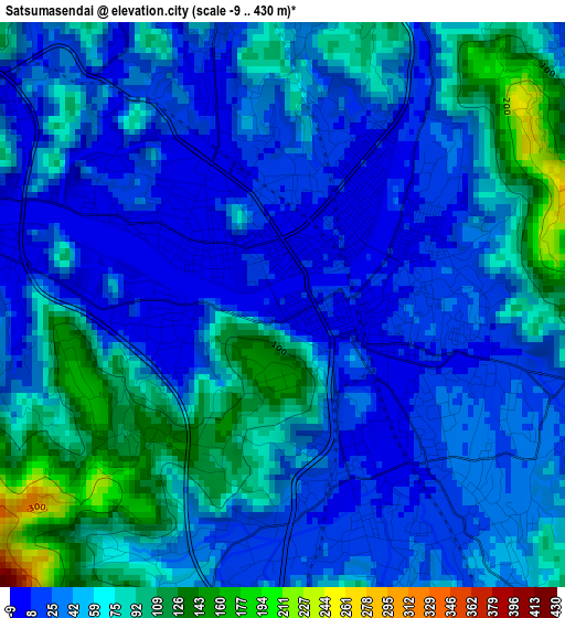 Satsumasendai elevation map