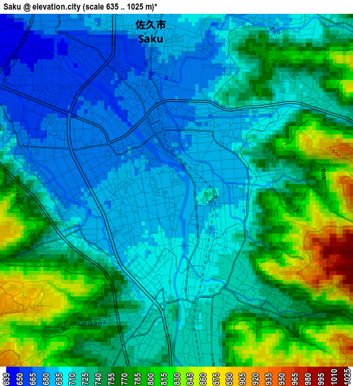 Saku elevation map