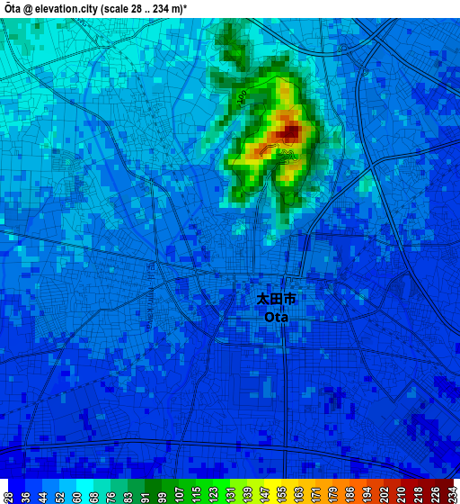 Ōta elevation map
