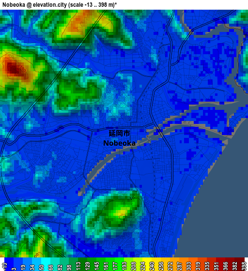 Nobeoka elevation map