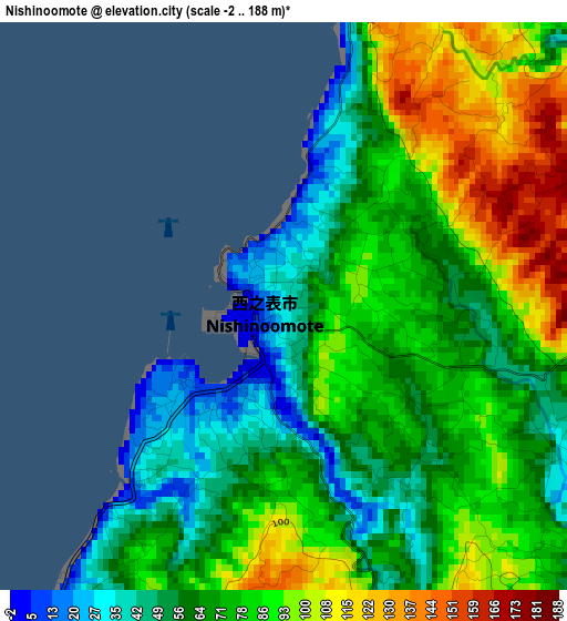 Nishinoomote elevation map