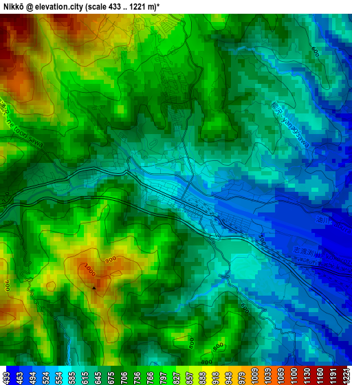 Nikkō elevation map