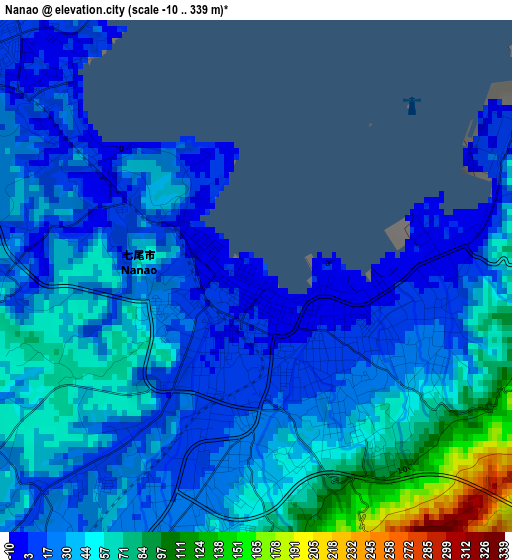 Nanao elevation map