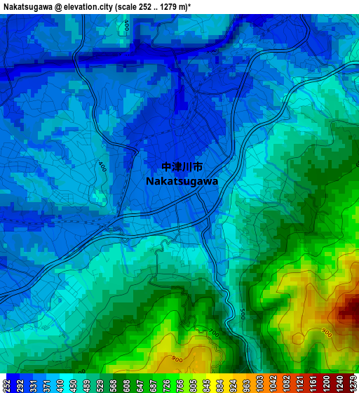 Nakatsugawa elevation map