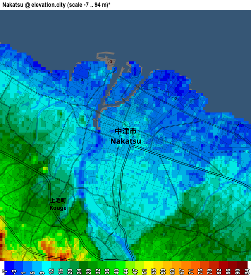 Nakatsu elevation map