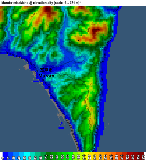 Muroto-misakicho elevation map