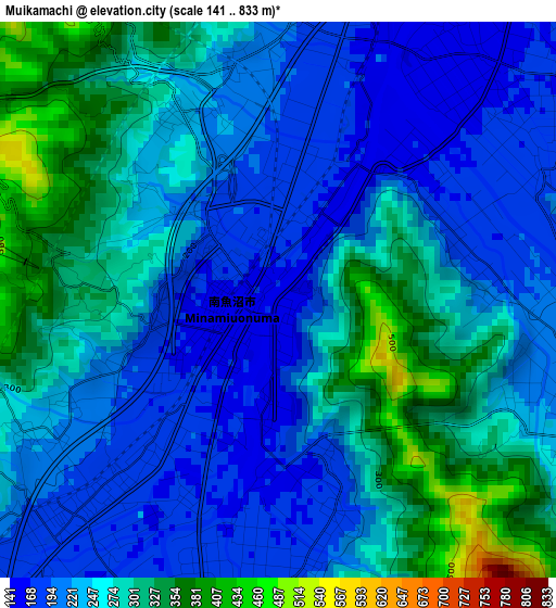 Muikamachi elevation map