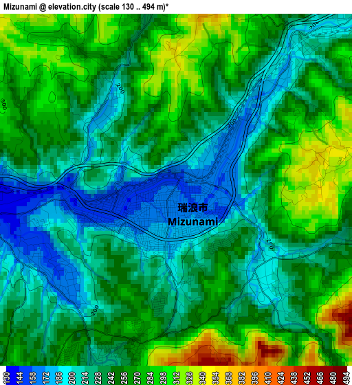 Mizunami elevation map