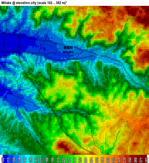 Mitake elevation map