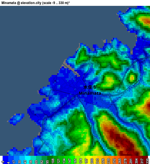 Minamata elevation map