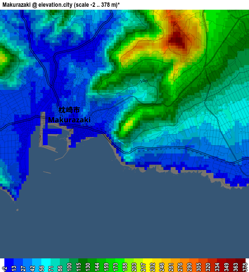 Makurazaki elevation map