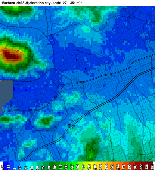 Maebaru-chūō elevation map