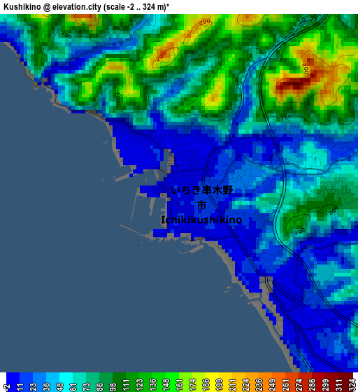 Kushikino elevation map