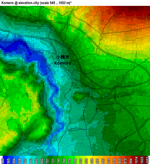 Komoro elevation map